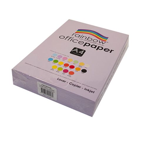 RAINBOW OFFICE A4 COPY PAPER 80GSM PASTEL LAVENDER PK500