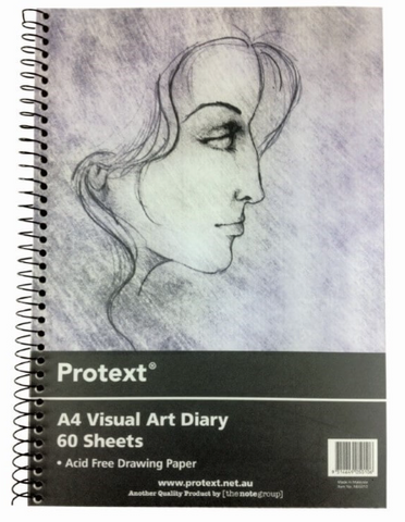 A4 PROTEXT VISUAL ART DIARY 110GSM ACID FREE
CARTRIDGE PAPER  CLEAR FROSTED FRONT