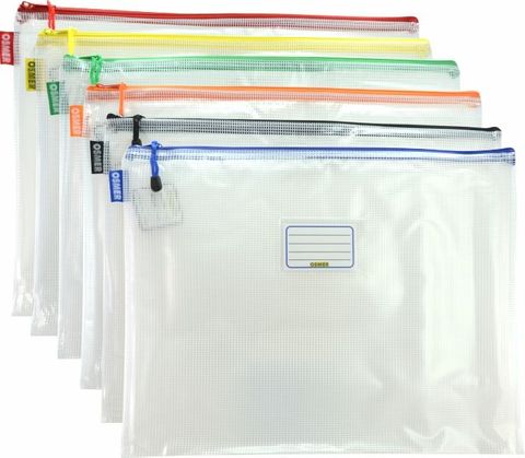 MESH CASE A3 CLEAR  ASSORTED COLOUR ZIPS
FITS A3 SIZE PAPER