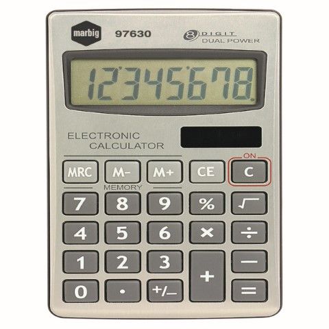 CALCULATOR HAND HELD  8 DIGIT DUAL POWER - MARBIG