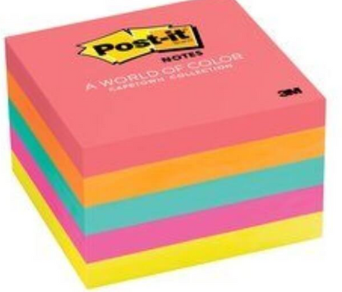 POST IT NOTE 654-5PK 76X76MM CAPETOWN (NEON COLOURS)