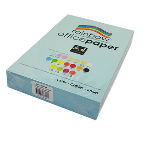 RAINBOW OFFICE A4 COPY PAPER 80GSM PASTEL SKY BLUE PK500