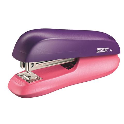 STAPLER RAPID F6 26/6 HALF STRIP FUNKY PINK/PURPLE