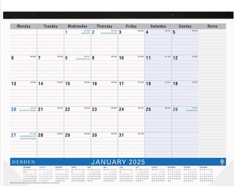 PLANNER DEBDEN 2025 TABLE TOP MONTH TO VIEW
440 X 560MM