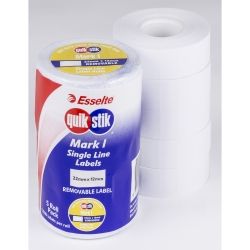 LABELS QUIKSTIK PRICING GUN LABELS MARK I WHITE **REMOVEABLE** 12X22MM  5 ROLLS PER PACK