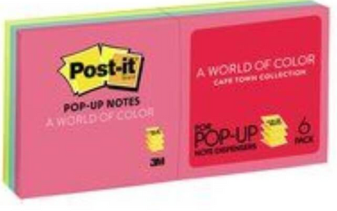 POST IT POP UP R330-AN POST-IT NOTE 73X73MM
CAPETOWN COLOURS PK6