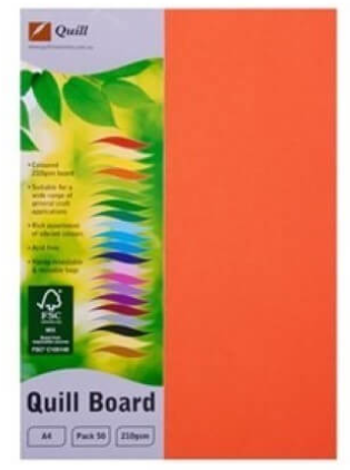 BOARD XL A4 210GSM ORANGE PK50