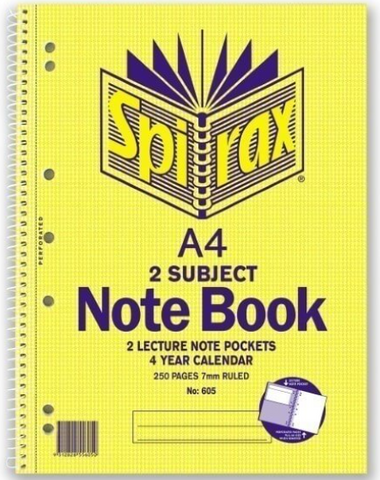 SPIRAX 605 A4 2 SUBJECT NOTEBOOK 250 PAGES