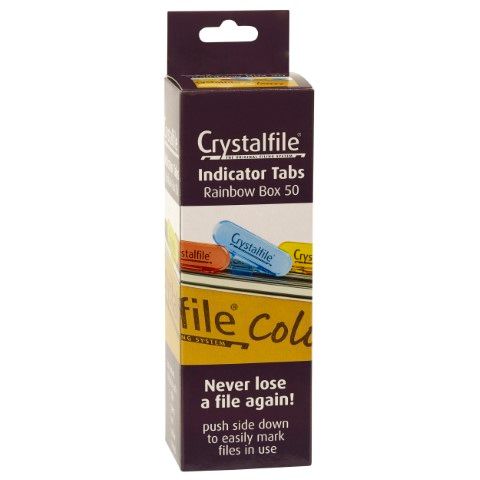CRYSTALFILE INDICATOR TABS RAINBOW 50BX (ROUNDED EDGE)