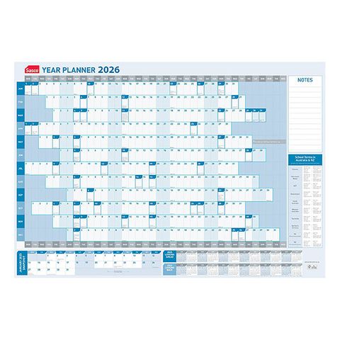 YEAR PLANNER WALL 2026 SASCO 10580  870 X 610MM