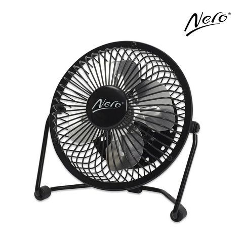 FAN NERO 10CM DESK USB TILT ADJUSTABLE BLACK ULTRA QUIET STRONG METAL SAFETY GUARD ON/OFF