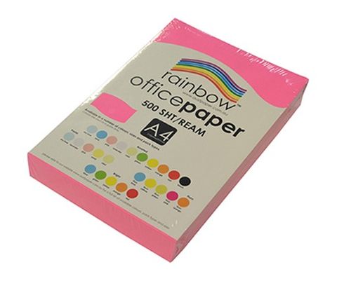 RAINBOW OFFICE A4 COPY PAPER 75GSM FLURO PINK PK500