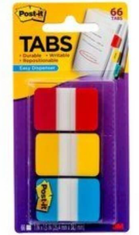 POST IT INDEX TABS DURABLE 686-RYB PK66
RED,YELLOW & BLUE