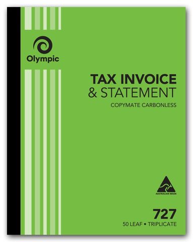OLYMPIC 727 TRIPLICATE CARBONLESS INVOICE STAEMENT BOOK