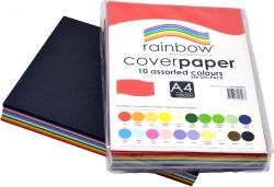 RAINBOW COVER PAPER A4 125GSM 10 ASSORTED COLOURS PK250