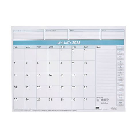 SASCO DELUXE PLANNER REFILL 2026 MONTH TO VIEW 510X440MM