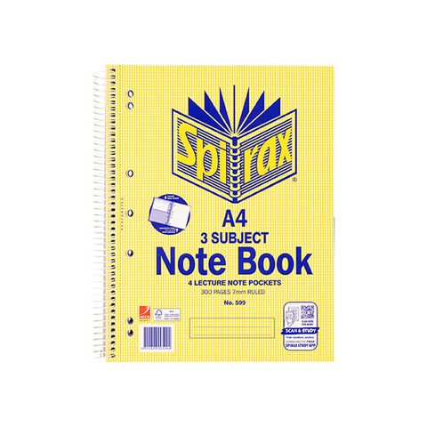 SPIRAX 599 3 SUBJECT NOTEBOOK A4 300 PAGE