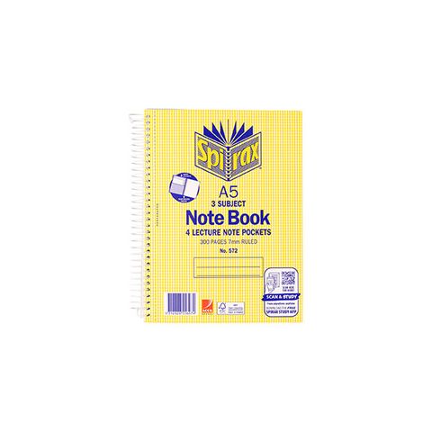 SPIRAX 572 3 SUBJECT NOTEBOOK A5 210X158MM 300 PAGES