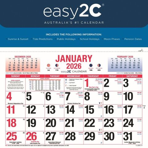 CALENDAR 2026 EASY2C 210x225MM MAGNETIC