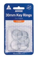 KEY RINGS 30MM ZINC PLATED PK5 KEVRON