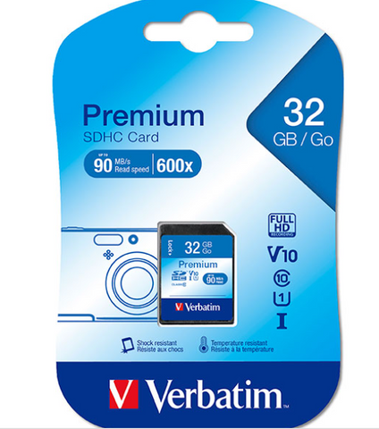 SDHC CARD VERBATIM 32GB MEMORY CARD  CLASS 10