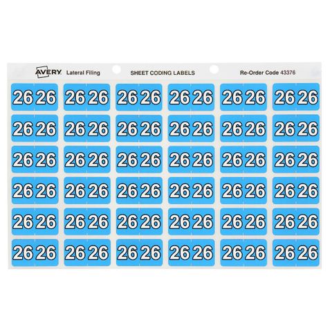 COLOUR CODING LABEL YEAR  26 PK180 SIDE TAB 38X25MM LIGHT BLUE