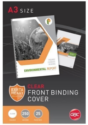 BINDING COVER A3 CLEAR 250MIC 25PK