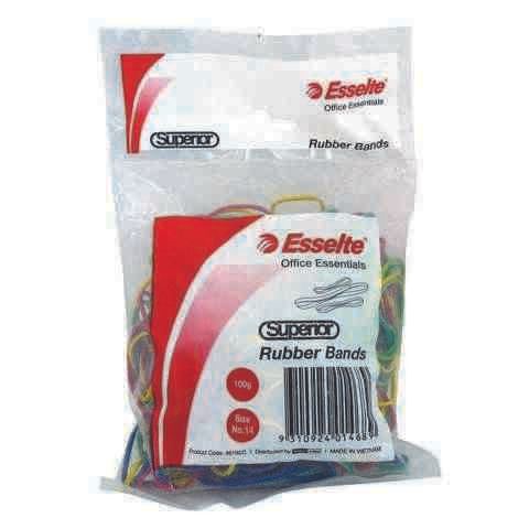 RUBBER BANDS SIZE 14 ASSORTED COLOURS 100GM