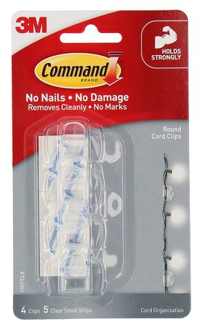COMMAND ADHESIVE 17017CLR ROUND CORD ORGANISATION CLIPS CLEAR 3M PK4
