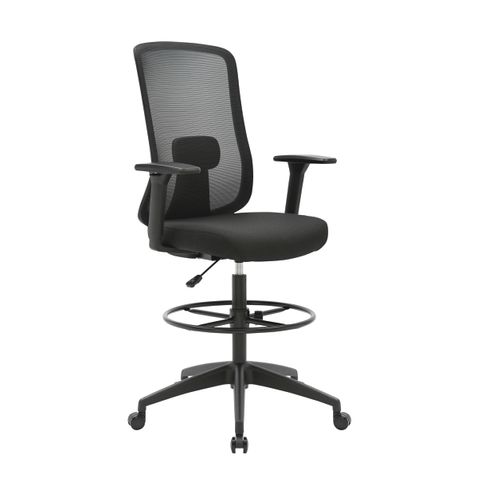 CHAIR DRAFTING BURO ELAN BLACK 140KG WEIGHT RATING BREATHABLE MESH BACK WITH LUMBAR SUPPORT HEIGHT AND WIDTH ADJUSTABLE ARMS SPECIFICATION SHEET AVAILABLE ON REQUEST