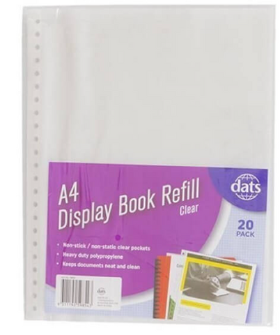 DISPLAY BOOK REFILLS A4  PK20 DATS