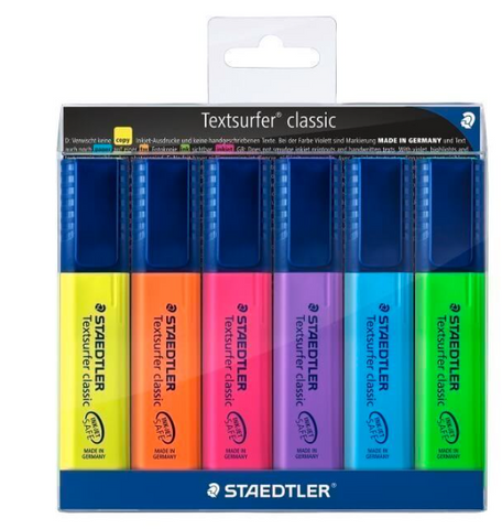 HIGHLIGHTER TEXTSURFER WALLET 6 ASSORTED COLOURS STAEDTLER