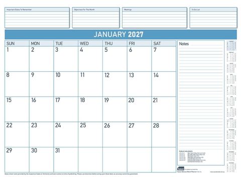 SASCO DELUXE PLANNER REFILL 2027 MONTH TO VIEW 510X440MM