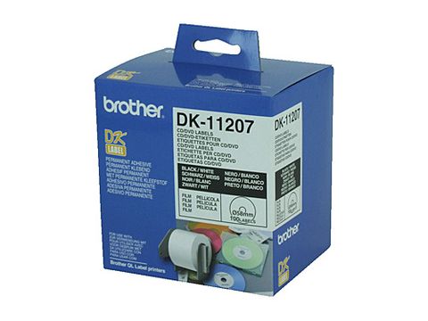 DYN-DK11207 BROTHER DK11207 WHITE LABEL - CD/DVD FILM LABEL - 100 PER ROLL - CQS15