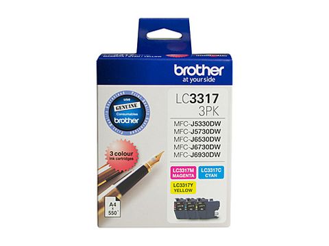 DYN-LC33173PK BROTHER LC3317 CMY COLOUR PACK - 550 PAGES EACH - CQS1