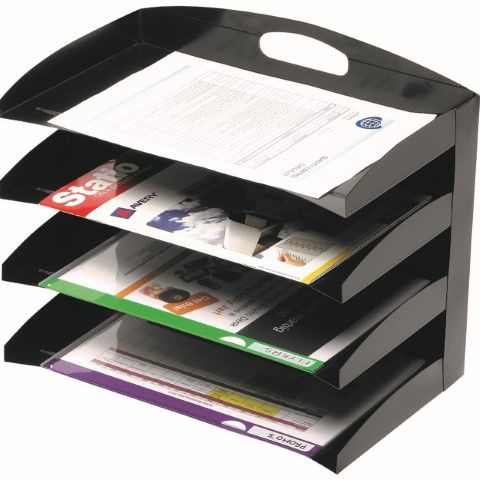 ORGANISER DESKTOP METAL 4 TIER BLACK   MARBIG