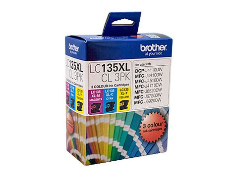 DYN-LC135XLCL3PK BROTHER LC-135XL CMY COLOUR PACK - UP TO 1200 PAGES PER COLOUR - CQS1