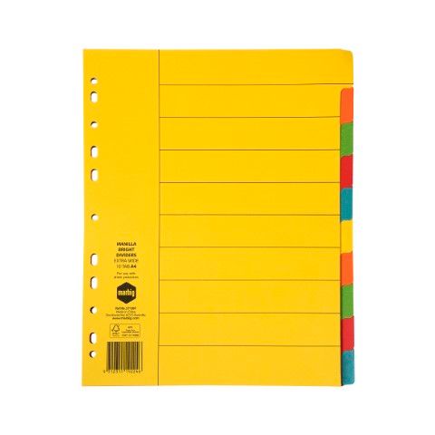 DIVIDERS 10 TAB MANILLA EXTRA WIDE A4 BRIGHTS