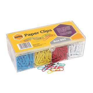 PAPER CLIPS ASSORTED COLOURS BX 800 VINYL COATED