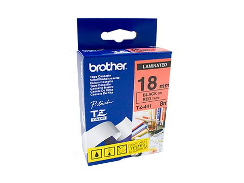 DYN-TZE441 TZE441 BROTHER 18MM BLACK ON RED LABELLING TAPE - 8 METERS- CQS15