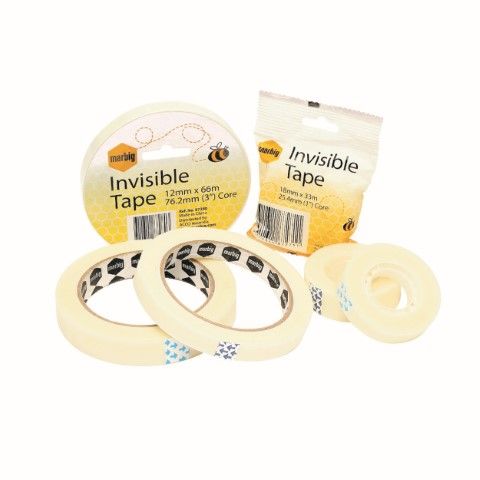 TAPE STICKY INVISIBLE 18MM X 33M (25.4MM CORE)