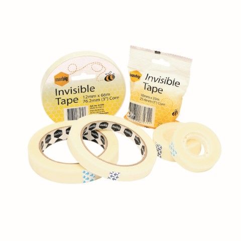 TAPE STICKY INVISIBLE 12MM X 33M (25.4MM CORE)