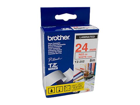 BROTHER TZE252 24MM LABELLING TAPE  RED ON WHITE