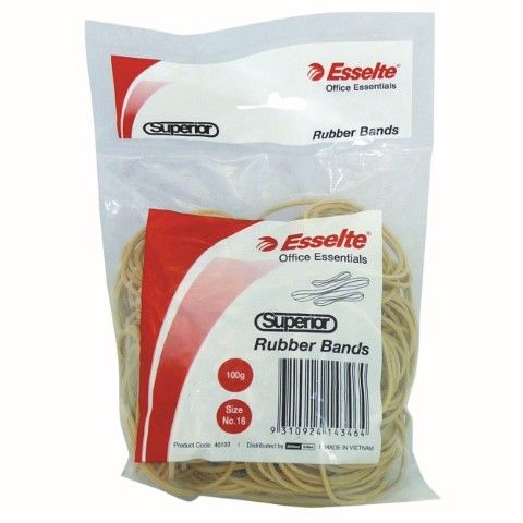 RUBBERBANDS SIZE 16 100GM BX NATURAL  SUPERIOR -CQS18 - 9310924301352