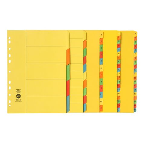 DIVIDERS 10 TAB MANILLA BRIGHT COLOURS MARBIG