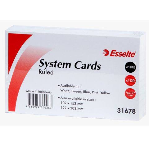 SYSTEM CARDS 127x76mm (5x3) WHITE PACK 100