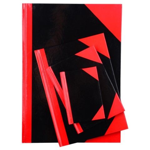 NOTEBOOK RED/BLACK A4 FEINT 100LF GLOSS COVER