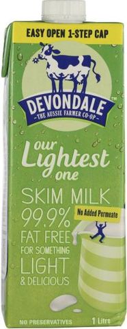 DEVONDALE SKIM 1 LITRE UHT MILK