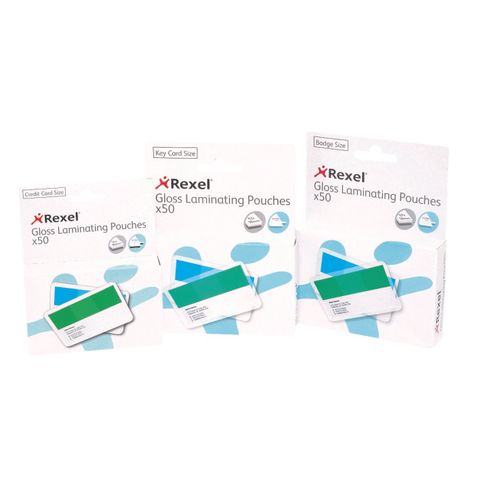 LAMINATING POUCH 67X98 PK50 - BADGE SIZE - REXEL