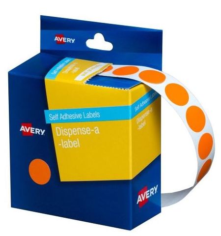 AVERY 14MM CIRCULAR LABEL ORANGE DISP BX 1050